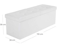 Songmics Suoliukas su atlenkiamu dangčiu 110 cm Baltas