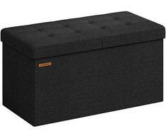 Songmics Suoliukas su daiktadėže 38 x 76 x 38 cm rašalas juodas