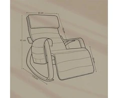 Songmics Supamasis krėslas su 5 pakopų reguliuojama atrama kojoms, supamasis krėslas su porankiais, pagamintas iš beržo medienos, skirtas svetainei