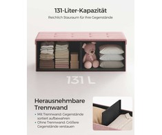 Songmics Taburetė su daiktadėže 38 x 110 x 38 cm pastelinės rožinės spalvos