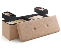 Songmics Taburetė su daiktadėže 38 x 110 x 38 cm kupranugario rudos spalvos