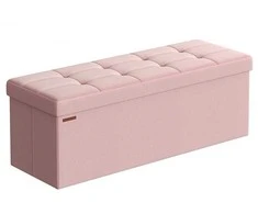 Songmics Taburetė su daiktadėže 38 x 110 x 38 cm pastelinės rožinės spalvos