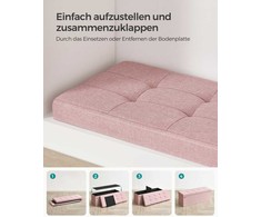 Songmics Taburetė su daiktadėže 38 x 110 x 38 cm pastelinės rožinės spalvos
