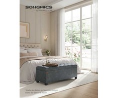 Songmics Taburetė su daiktadėže 40 x 110 x 40 cm skalūno pilkos spalvos