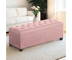 Songmics Taburetė su daiktadėže 40 x 110 x 40 cm pastelinės rožinės spalvos