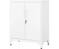 Songmics Užrakinama dokumentų spinta su 2 durelėmis 40 x 80 x 90 cm matinės baltos spalvos