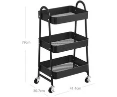 Songmics Vežimėlis su 3 lygiais juodas