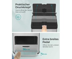 Songmics Virtuvės atliekų dėžė su pedalu ir 3 skyriais