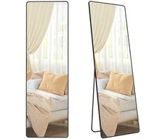 Songmics veidrodis 160 x 50 cm stačiakampio formos, juodas