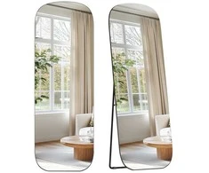 Songmics Viso ilgio veidrodis su apvaliais kampais 160 x 50 cm rašalas juodas
