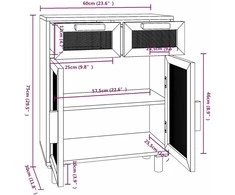 Šoninė spintelė, ruda, 60x30x75cm, pušies masyvas ir ratanas