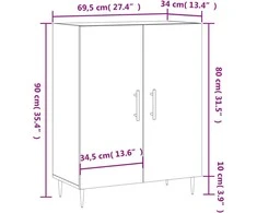 Šoninė spintelė, sonoma ąžuolo, 69,5x34x90cm, apdirbta mediena