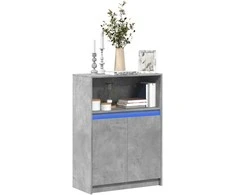 Šoninė spintelė su LED, betono, 72x34x100cm, apdirbta mediena