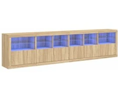 Šoninė spintelė su LED lemputėmis, ąžuolo spalvos, 283x37x67cm