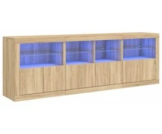 Šoninė spintelė su LED lemputėmis, ąžuolo spalvos, 202x37x67cm