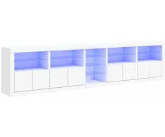 Šoninė spintelė su LED lemputėmis, baltos spalvos, 283x37x67cm