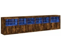 Šoninė spintelė su LED lemputėmis, dūminio ąžuolo, 283x37x67cm