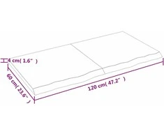 Stalviršis, šviesiai rudas, 120x60x(2-4) cm, medienos masyvas