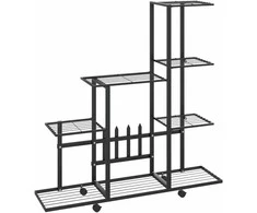 Stovas augalams su ratukais, juodas, 94,5x25x92,5cm, metalas