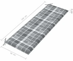Sudedamas sodo suoliukas su pagalvėle, 159 cm, tikmedis