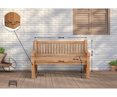 Mville Tiko medžio suoliukas „Daxon“ su sėdimojo pagalvėle, 150 cm