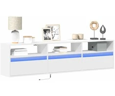 TV staliukas Sieninė TV spintelė su LED lemputėmis, balta, 180x31x45cm