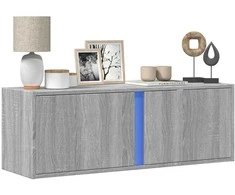TV staliukas Sieninė TV spintelė su LED lemputėmis, pilka, 100x31x35cm