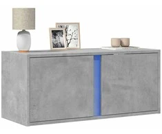 TV staliukas Sieninė TV spintelė su LED lemputėmis, betono, 80x31x35cm