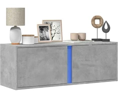 TV staliukas Sieninė TV spintelė su LED lemputėmis, betono, 100x31x35cm