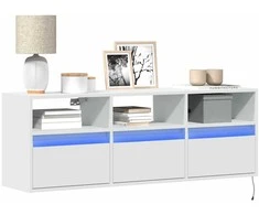 TV staliukas Sieninė TV spintelė su LED lemputėmis, balta, 130x31x45 cm