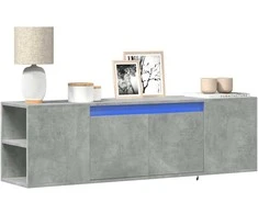 TV staliukas Sieninė TV spintelė su LED lemputėmis, betono, 135x31x39,5cm
