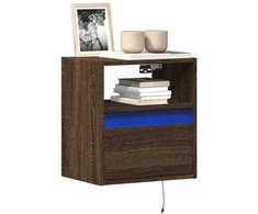 TV staliukas Sieninė TV spintelė su LED lemputėmis, ruda ąžuolo, 41x31x45cm