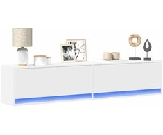 TV staliukas Sieninė TV spintelė su LED lemputėmis, balta, 180x31x38cm
