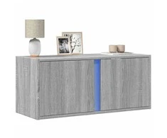 TV staliukas Sieninė TV spintelė su LED lemputėmis, pilka, 80x31x35cm