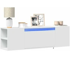 TV staliukas Sieninė TV spintelė su LED lemputėmis, balta, 135x31x39,5cm