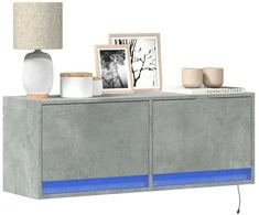 TV staliukas Sieninė TV spintelė su LED lemputėmis, betono, 100x31x35cm