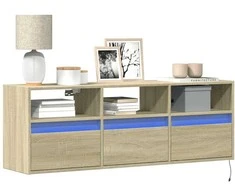 TV staliukas Sieninė TV spintelė su LED lemputėmis, ąžuolo, 130x31x45 cm