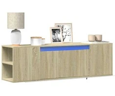 TV staliukas Sieninė TV spintelė su LED lemputėmis, ąžuolo, 135x31x39,5cm