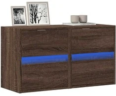 TV staliukas Sieninės TV spintelės su LED, 2vnt., rudos ąžuolo, 41x31x45cm