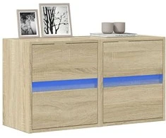 TV staliukas Sieninės TV spintelės su LED, 2vnt., sonoma ąžuolo, 41x31x45cm