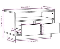 TV staliukas Televizoriaus spintelė, 60x35x37cm, pušies medienos masyvas
