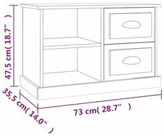 TV staliukas Televizoriaus spintelė, pilka ąžuolo, 73x35,5x47,5cm, mediena