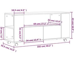 TV staliukas Televizoriaus spintelė, pilka ąžuolo, 102x34,5x43cm, mediena