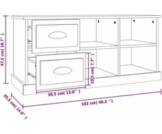 TV staliukas Televizoriaus spintelė, pilka ąžuolo, 102x35,5x47,5cm, mediena
