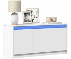 TV staliukas Televizoriaus spintelė su LED, balta, 100x34x50cm, mediena