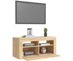 TV staliukas Televizoriaus spintelė su LED apšvietimu, ąžuolo, 90x35x40cm
