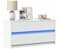 TV staliukas Televizoriaus spintelė su LED, balta, 100x34x50cm, mediena