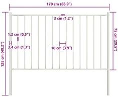 Tvoros plokštė su stulpais, baltos spalvos, 1,7x0,75m, plienas