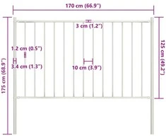 Tvoros plokštė su stulpais, baltos spalvos, 1,7x1,25m, plienas