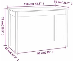 Valgomojo stalas, 110x55x75cm, pušies medienos masyvas